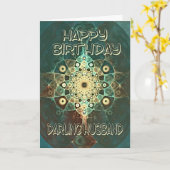 Fractal grunge birthday card for a darling husband karte (Gelbe Blume)