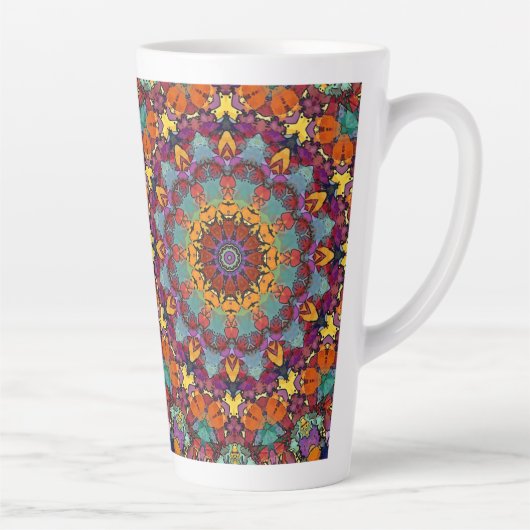 Fractal Kaleidoscope Mandala Pattern-64351 Milchtasse (Rechts)