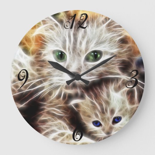 Fractal Kitties Wall Clock Große Wanduhr (Vorderseite)