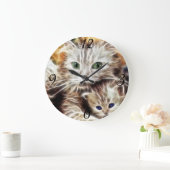 Fractal Kitties Wall Clock Große Wanduhr (Zuhause)