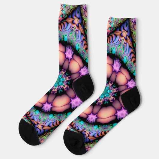 Fractal Mandala Floral Psychedelic Socken (Linkes Detail)
