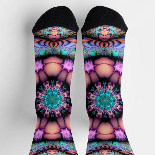 Fractal Mandala Floral Psychedelic Socken (Oben)