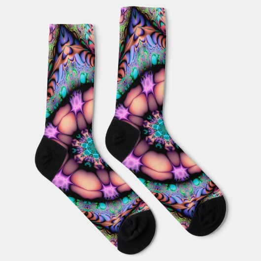 Fractal Mandala Floral Psychedelic Socken (Rechts)