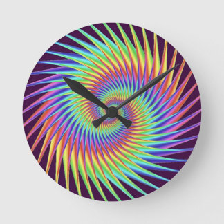 Fractal Optical Illusion Dizzy Rainbow Abstract Runde Wanduhr