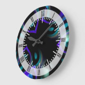 Fractal Peacock Feathers Große Wanduhr (Winkel)