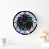 Fractal Peacock Feathers Große Wanduhr (Zuhause)