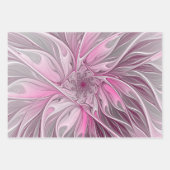 Fractal Pink Flower Dream, floral Fantasy Pattern Geschenkpapier Set (Vorderseite)