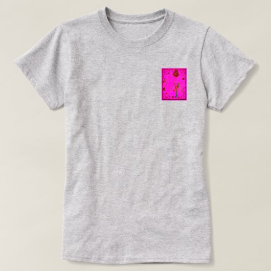 Fractal rote Rose T-Shirt (Design vorne)
