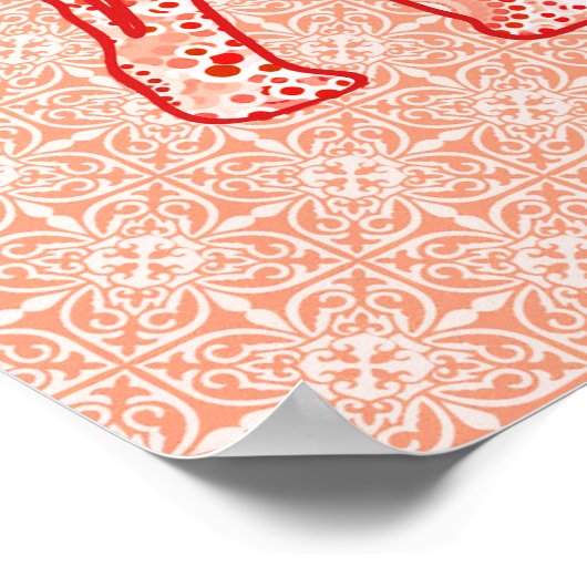 Fractal swirl elephant - coral orange and white poster (Ecke)