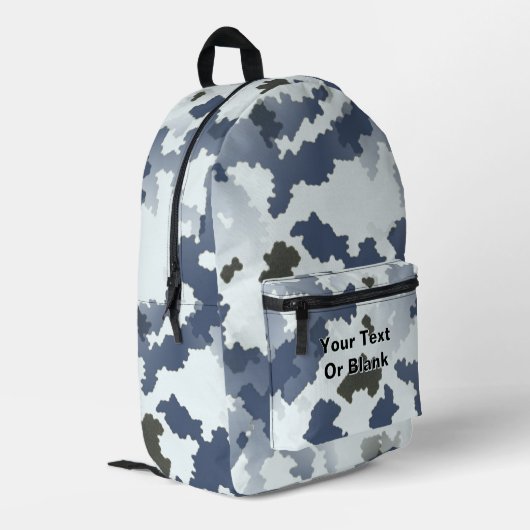 Fractal Winter Camouflage Bedruckter Rucksack (Rückseitige Ecke links)