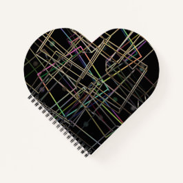 Fractalised Metal Frames Heart Spiral Notebook Notizblock