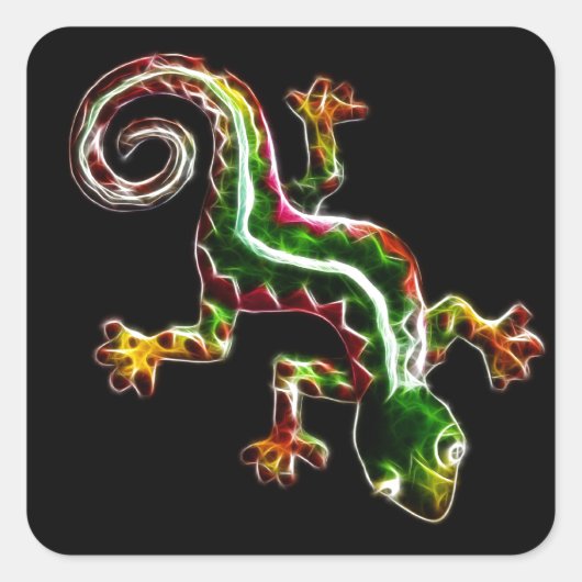 Fractalius Lizard Quadratischer Aufkleber (Vorderseite)