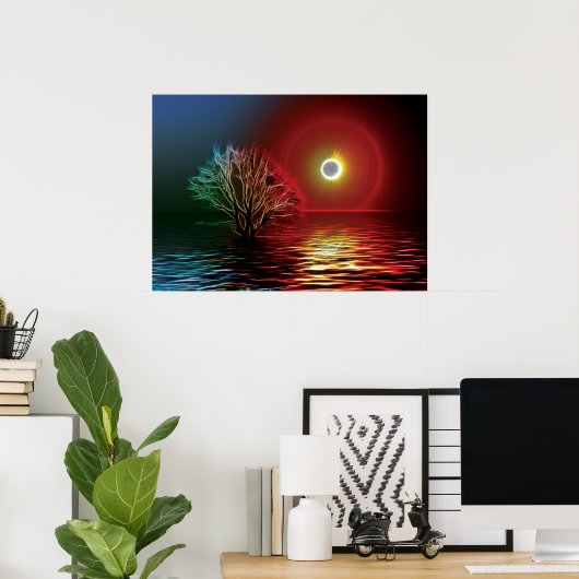 Fractalius Tree, Sky and River Poster (Heimbüro)