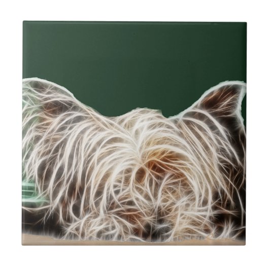 Fractalius Yorkie Hund Fliese (Vorderseite)