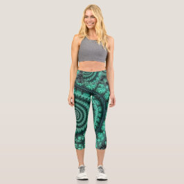 Fractated Malachite Spiralspirale Capri Leggings