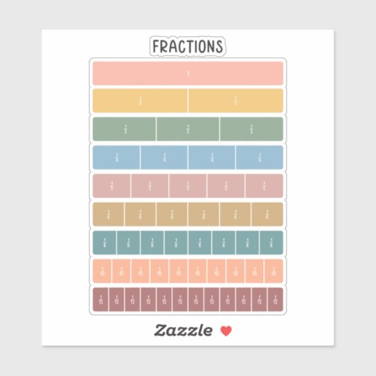 Fraction Bars Rainbow Minimalistisch Educational A Aufkleber (Blatt)