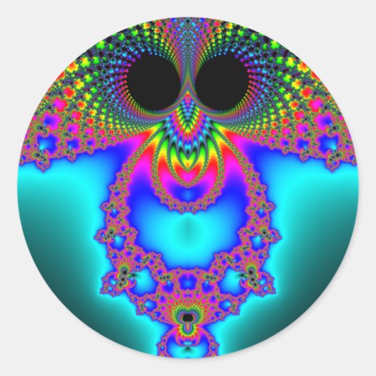 Fractowl Runder Aufkleber (Vorderseite)