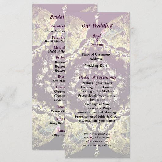 Fractrals - Hochzeitsprogramm für persische Blumen Programm (Vorne/Hinten)