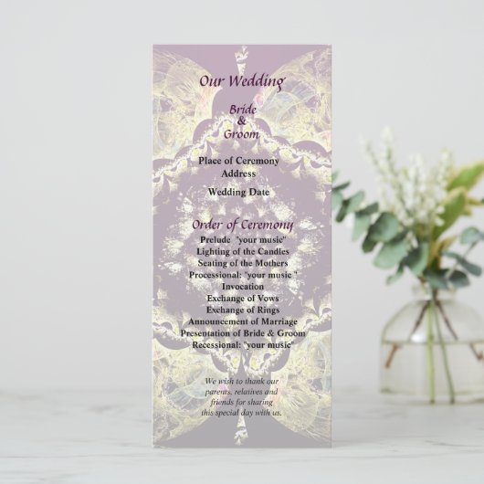 Fractrals - Hochzeitsprogramm für persische Blumen Programm (Stehend Vorderseite)