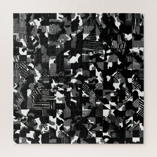 "Fractura" - Schwarz-Weiß-Tarnmuster Puzzle (Vertikal)