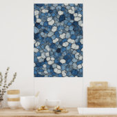 Fractured Honeycomb: Blaues, gekracktes Fliesenmus Poster (Küche)