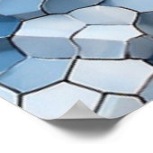 Fractured Honeycomb: Blue Cracked Tile Geometric Poster (Ecke)