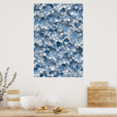 Fractured Honeycomb: Blue Cracked Tile Geometric Poster (Küche)