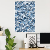 Fractured Honeycomb: Blue Cracked Tile Geometric Poster (Heimbüro)