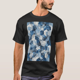 Fractured Mosaic: Blaues geometrisches Gürtel T-Shirt
