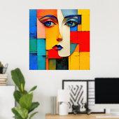 "Fractured Reality" - ein Abstraktes Portrait Poster (Heimbüro)