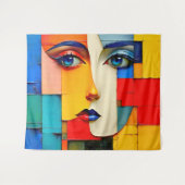 "Fractured Reality" - ein Abstraktes Portrait Wandteppich (Vorderseite (Horizontal))