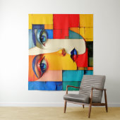 "Fractured Reality" - ein Abstraktes Portrait Wandteppich (Beispiel)