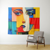 "Fractured Reality" - ein Abstraktes Portrait Wandteppich (Beispiel (Horizontal))