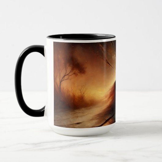 Fractured Reflections: Surreal Mirror Tasse (Links)