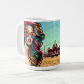 Fracturing Art | Abstrakte Frau am Strand Kaffeetasse (Vorderseite Links)