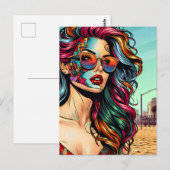 Fracturing Art | Abstrakte Frau am Strand Postkarte (Vorne/Hinten)