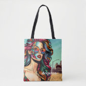 Fracturing Art | Abstrakte Frau am Strand Tasche (Vorderseite)