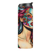 Fracturing Art | Abstrakte Frau am Strand Thermosbecher (Nach links gedreht)