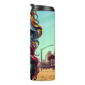 Fracturing Art | Abstrakte Frau am Strand Thermosbecher (Nach rechts gedreht)