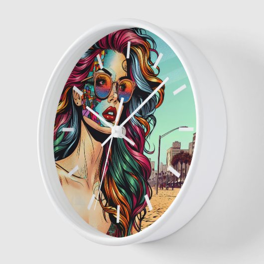 Fracturing Art | Abstrakte Frau am Strand Uhr (Winkel)