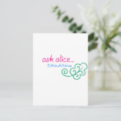 Frag Alice Postkarte (Stehend Vorderseite)