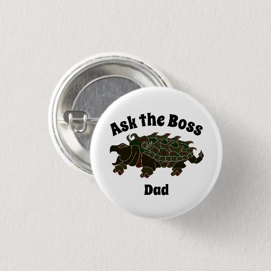 Frag der Boss Vater Alligator Snapping Turtle Button (Vorne & Hinten)