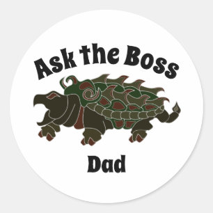 Frag der Boss Vater Alligator Snapping Turtle Runder Aufkleber