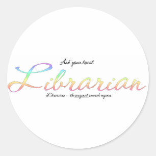 Frag eines Bibliothekars Runder Aufkleber