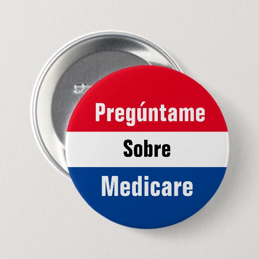 Frag Me About Medicare Button (Spanisch) (Vorne & Hinten)