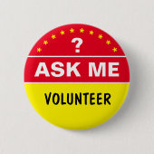 Frag Me About & VOLUNTEER - personalisierter Text Button (Vorderseite)