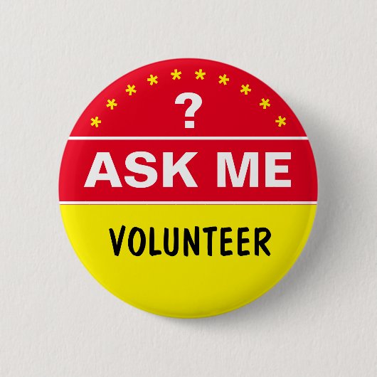Frag Me About & VOLUNTEER - personalisierter Text Button (Vorderseite)