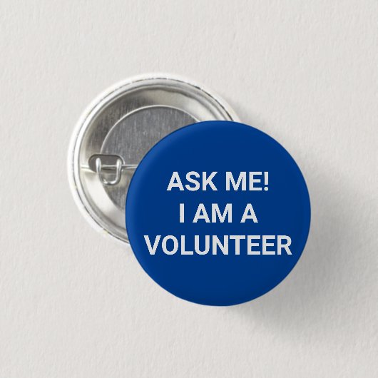 Frag Me Ich bin ein Volunteer Blau-Weiß-Button-Tas Button (Vorne & Hinten)