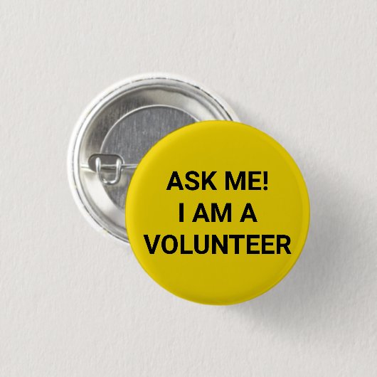 Frag Me Ich bin ein Volunteer, schwarz-gelbe Butto Button (Vorne & Hinten)