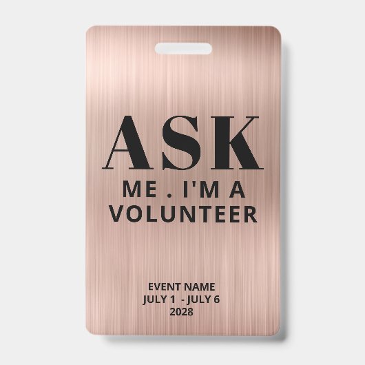 Frag Me Rose Gold Volunteer Ausweis (Vorderseite)